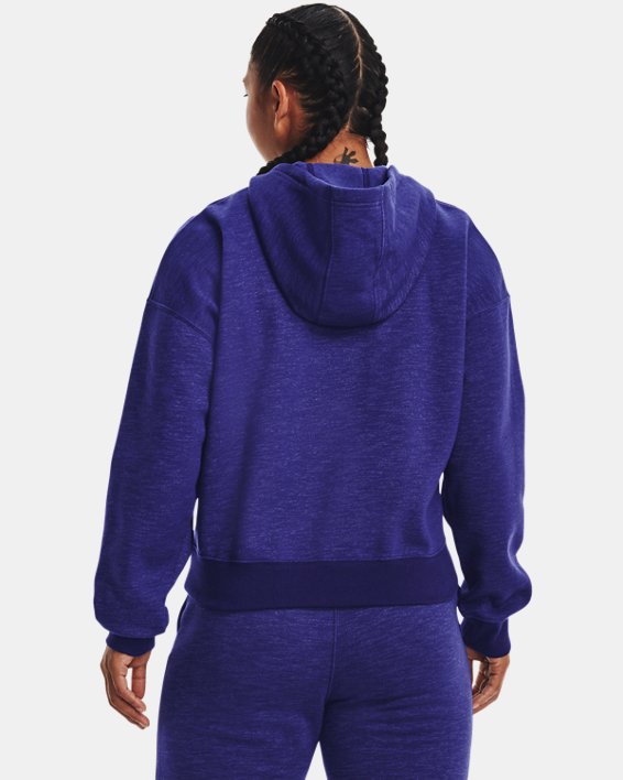 Women's UA Essential Fleece Script Hoodie, Blue, pdpMainDesktop image number 1